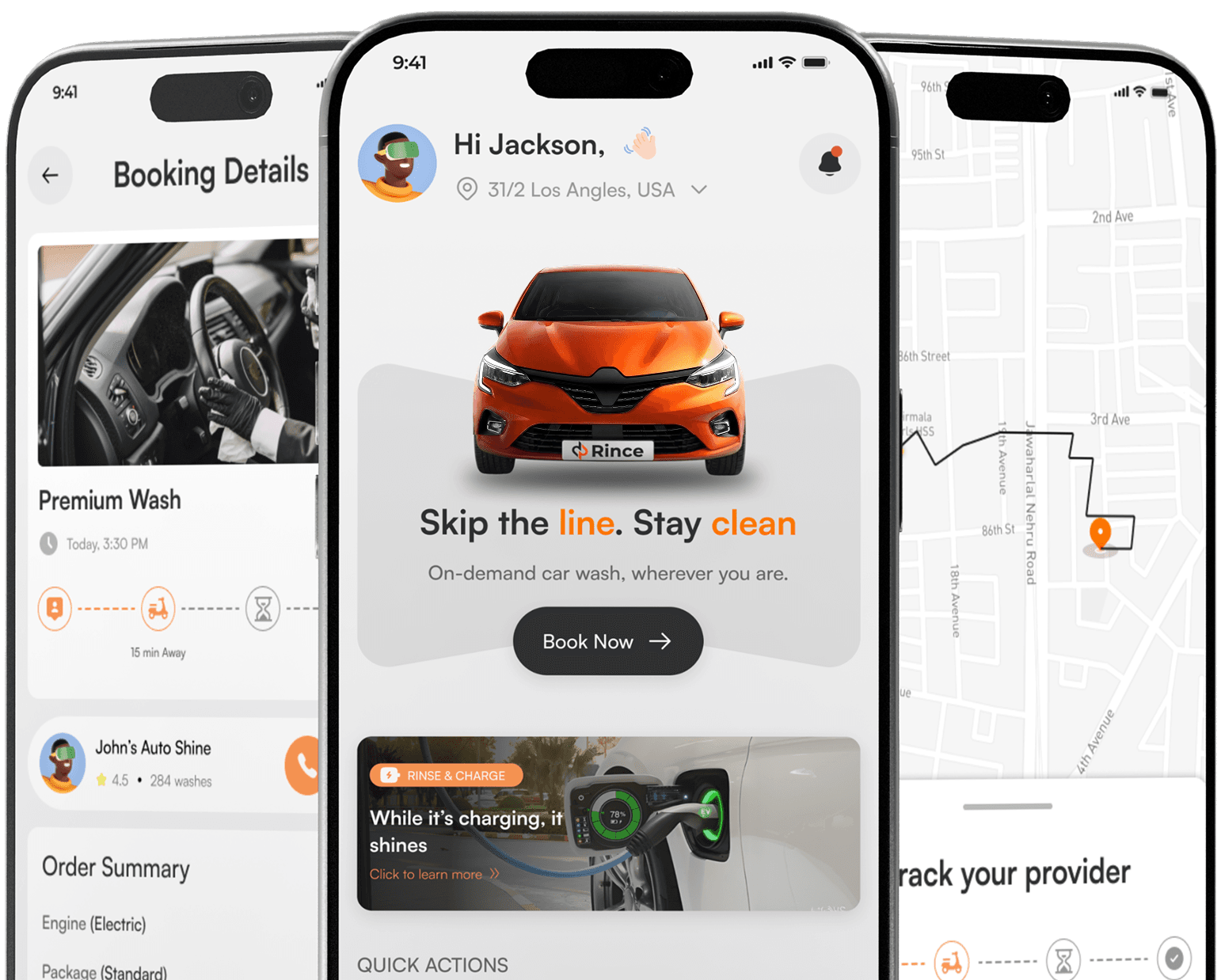 Rince Mobile App Interfaces